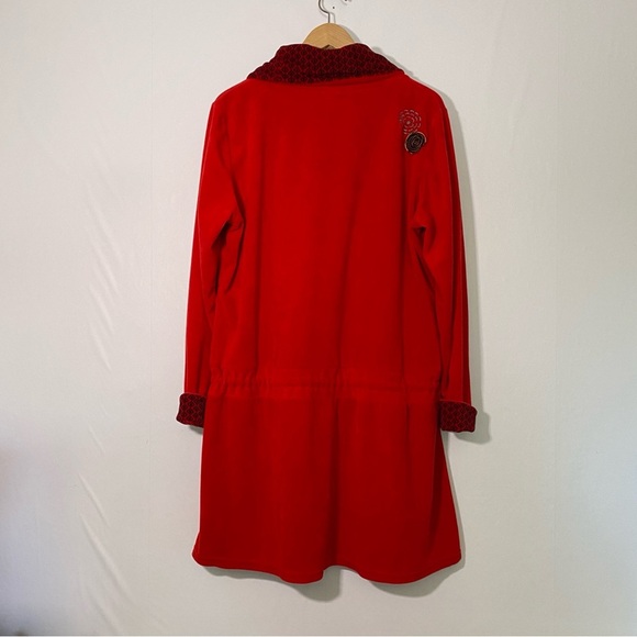 Coline Fine Velvet Dress XXL Red Embroidered Bohemian Draped Neckline Feminine - Picture 4 of 11